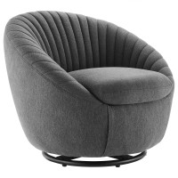 Modway EEI-5003-BLK-CHA Whirr Tufted Fabric Swivel Chair Black Charcoal