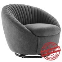 Modway EEI-5003-BLK-CHA Whirr Tufted Fabric Swivel Chair Black Charcoal