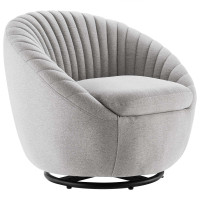 Modway EEI-5003-BLK-LGR Whirr Tufted Fabric Swivel Chair Black Light Gray