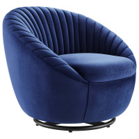Modway EEI-5004-BLK-NAV Whirr Tufted Performance Velvet Swivel Chair Black Navy