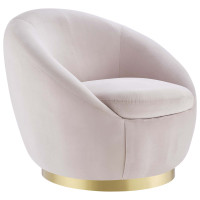Modway EEI-5005-GLD-PNK Buttercup Performance Velvet Swivel Chair Gold Pink