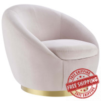 Modway EEI-5005-GLD-PNK Buttercup Performance Velvet Swivel Chair Gold Pink