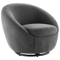 Modway EEI-5006-BLK-CHA Buttercup Upholstered Fabric Swivel Chair Black Charcoal