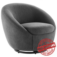 Modway EEI-5006-BLK-CHA Buttercup Upholstered Fabric Swivel Chair Black Charcoal