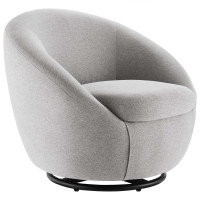 Modway EEI-5006-BLK-LGR Buttercup Upholstered Fabric Swivel Chair Black Light Gray