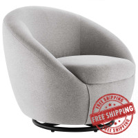 Modway EEI-5006-BLK-LGR Buttercup Upholstered Fabric Swivel Chair Black Light Gray