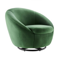 Modway EEI-5007-BLK-EME Buttercup Performance Velvet Swivel Chair Black Emerald