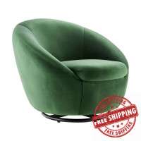 Modway EEI-5007-BLK-EME Buttercup Performance Velvet Swivel Chair Black Emerald