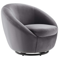 Modway EEI-5007-BLK-GRY Buttercup Performance Velvet Swivel Chair Black Gray