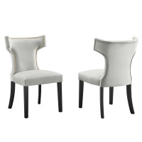 Modway EEI-5008-LGR Curve Performance Velvet Dining Chairs - Set of 2 Light Gray