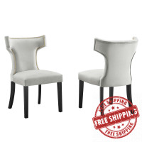 Modway EEI-5008-LGR Curve Performance Velvet Dining Chairs - Set of 2 Light Gray