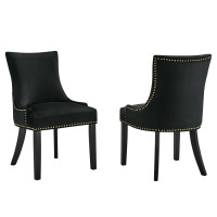Modway EEI-5010-BLK Marquis Performance Velvet Dining Chairs - Set of 2 Black