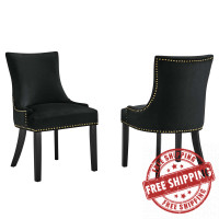 Modway EEI-5010-BLK Marquis Performance Velvet Dining Chairs - Set of 2 Black