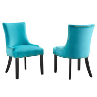 Modway EEI-5010-BLU Marquis Performance Velvet Dining Chairs - Set of 2 Blue
