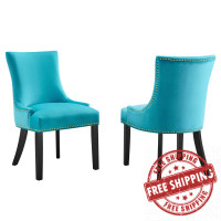 Modway EEI-5010-BLU Marquis Performance Velvet Dining Chairs - Set of 2 Blue