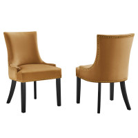 Modway EEI-5010-COG Marquis Performance Velvet Dining Chairs - Set of 2 Cognac