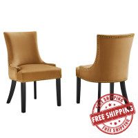 Modway EEI-5010-COG Marquis Performance Velvet Dining Chairs - Set of 2 Cognac