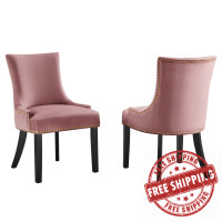 Modway EEI-5010-DUS Marquis Performance Velvet Dining Chairs - Set of 2 Dusty Rose