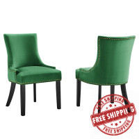 Modway EEI-5010-EME Marquis Performance Velvet Dining Chairs - Set of 2 Emerald