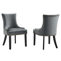 Modway EEI-5010-GRY Marquis Performance Velvet Dining Chairs - Set of 2 Gray