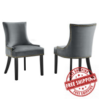 Modway EEI-5010-GRY Marquis Performance Velvet Dining Chairs - Set of 2 Gray