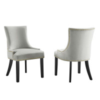 Modway EEI-5010-LGR Marquis Performance Velvet Dining Chairs - Set of 2 Light Gray
