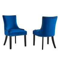 Modway EEI-5010-NAV Marquis Performance Velvet Dining Chairs - Set of 2 Navy