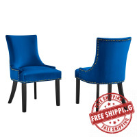 Modway EEI-5010-NAV Marquis Performance Velvet Dining Chairs - Set of 2 Navy