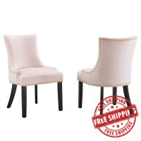 Modway EEI-5010-PNK Marquis Performance Velvet Dining Chairs - Set of 2 Pink