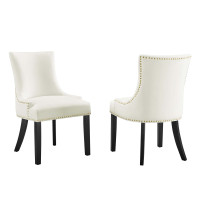 Modway EEI-5010-WHI Marquis Performance Velvet Dining Chairs - Set of 2 White