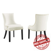 Modway EEI-5010-WHI Marquis Performance Velvet Dining Chairs - Set of 2 White