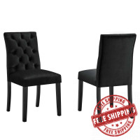 Modway EEI-5011-BLK Duchess Performance Velvet Dining Chairs - Set of 2 Black