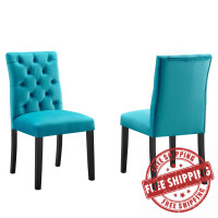 Modway EEI-5011-BLU Duchess Performance Velvet Dining Chairs - Set of 2 Blue