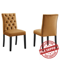 Modway EEI-5011-COG Duchess Performance Velvet Dining Chairs - Set of 2 Cognac