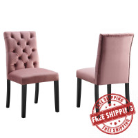 Modway EEI-5011-DUS Duchess Performance Velvet Dining Chairs - Set of 2 Dusty Rose