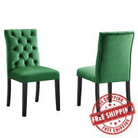 Modway EEI-5011-EME Duchess Performance Velvet Dining Chairs - Set of 2 Emerald