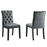 Modway EEI-5011-GRY Duchess Performance Velvet Dining Chairs - Set of 2 Gray