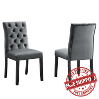 Modway EEI-5011-GRY Duchess Performance Velvet Dining Chairs - Set of 2 Gray