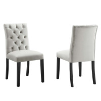 Modway EEI-5011-LGR Duchess Performance Velvet Dining Chairs - Set of 2 Light Gray