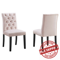 Modway EEI-5011-PNK Duchess Performance Velvet Dining Chairs - Set of 2 Pink