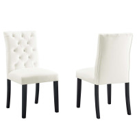 Modway EEI-5011-WHI Duchess Performance Velvet Dining Chairs - Set of 2 White
