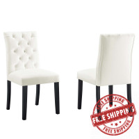 Modway EEI-5011-WHI Duchess Performance Velvet Dining Chairs - Set of 2 White