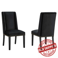 Modway EEI-5012-BLK Baron Performance Velvet Dining Chairs - Set of 2 Black