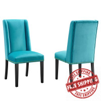 Modway EEI-5012-BLU Baron Performance Velvet Dining Chairs - Set of 2 Blue