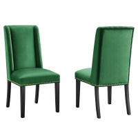 Modway EEI-5012-EME Baron Performance Velvet Dining Chairs - Set of 2 Emerald