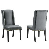 Modway EEI-5012-GRY Baron Performance Velvet Dining Chairs - Set of 2 Gray
