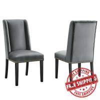 Modway EEI-5012-GRY Baron Performance Velvet Dining Chairs - Set of 2 Gray