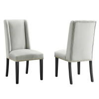 Modway EEI-5012-LGR Baron Performance Velvet Dining Chairs - Set of 2 Light Gray