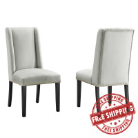Modway EEI-5012-LGR Baron Performance Velvet Dining Chairs - Set of 2 Light Gray