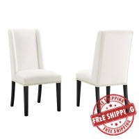 Modway EEI-5012-WHI Baron Performance Velvet Dining Chairs - Set of 2 White